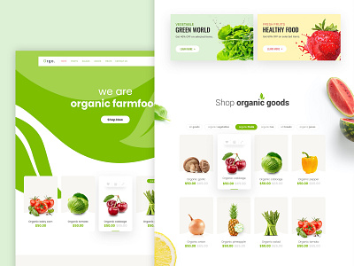 Organic E-commerce Website UI art branding design e commerce fruit graphic design icon illustration logo mart minimal organic shop ui vector vegetable