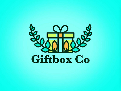 Giftbox Co Logo 2d art blue box branding design gift graphic design icon illustration logo minimal symbol typography vector