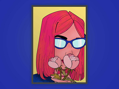 Girl with a Flower Illustration 2d 3d animation apple art blue botanical design digital feminism flower girl graphic design illustration minting motion graphics nft procreate vector women