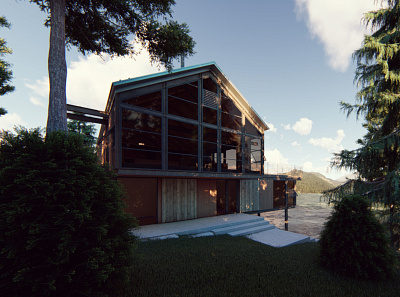 MODERN HOUSE IN THE FOREST 3d artist architect art artwork location modern modern design visualization