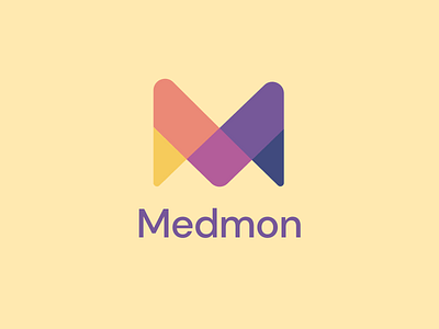 Logo Medmon Media Monitoring brand branding clean design logo mark minimal purple symbol ui yellow