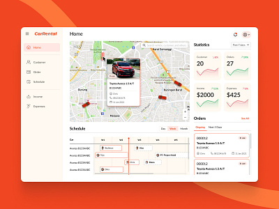 Dashboard Car Rental dashboard design desktop ui ux website