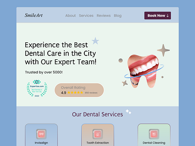 Dental Clinic Web Site Design: Landing Page / Home Page UI design graphic design hero section home page landing landing page landingpage ui web design web design webdesign website design