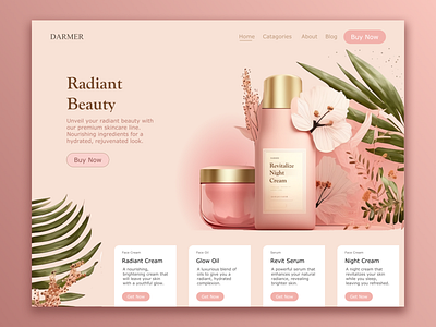 Cosmetic Brand Ecommerce Website Design: Landing Page design graphic design hero section home page landing landing page landingpage ui ui design