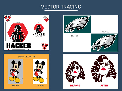 Raster to Vector adobe illustrator adobe photoshop graphic design logo vector tracing