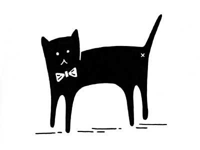 Cat with a bowtie black bow tie bowtie cat drawing illustration silly cat tie