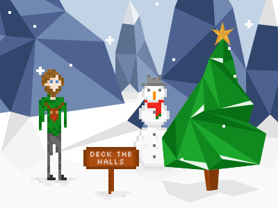 Christmas Scene character christmas low pixel pixel art poly scene snow snowman