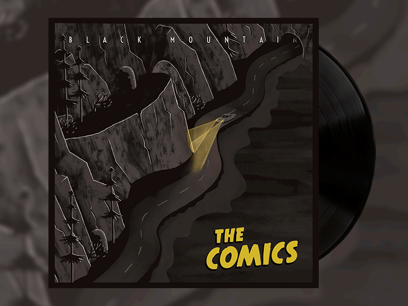 The Comics EP Cover album black brush car cover ferarri headlights illustration landscape mountain music night