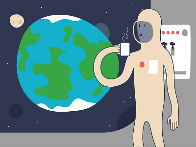 Astronaut drinking tea