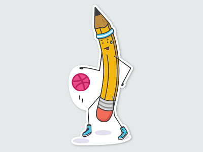 Dribbble Sticker basketball creative dribbble funny illustration pencil sport sticker vector