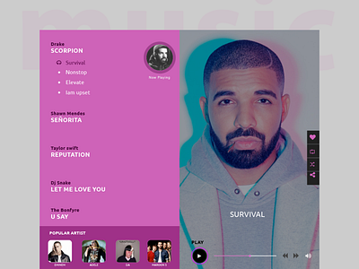 music player landing page concept