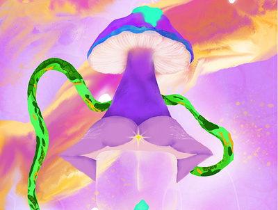 Souvenir d'A. disco drug graphic design illustration mushroom pink purple