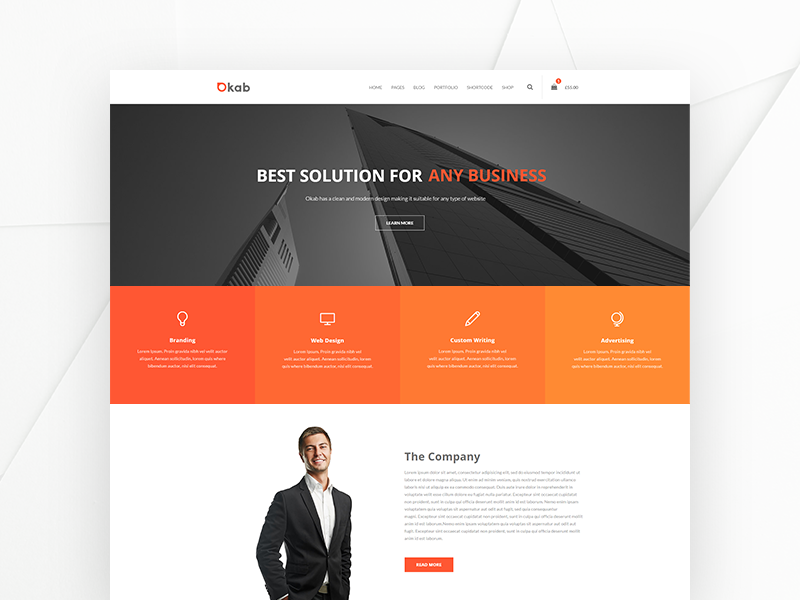 Okab Wordpress Theme simple clean landing page creative themeforest multipurpose business ux ui corporate wordpress web design