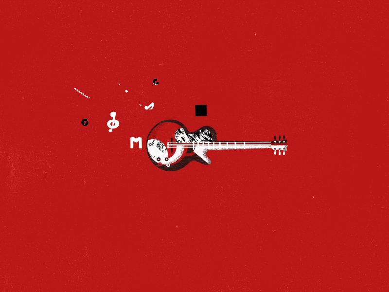 Sam Sam But Different 2d color gif guitar illustration logo logo animation motion motion graphics music notes red texture typography vector white