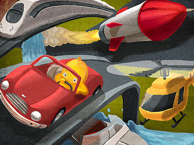 Transports car children helicopter illustration rocket ship train