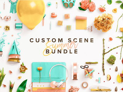 Summer Bundle custom scene deal editable color editable content graphics isolated objects mockup mockup creator photoshop sale scene creator smart objects