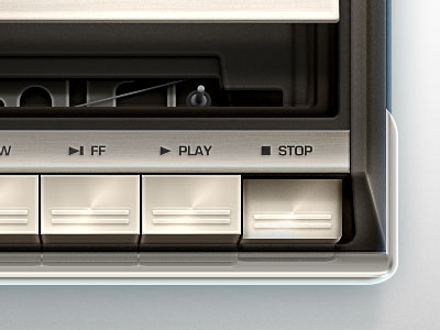 Cassette Player WIP button cassette chrome deck metal play player reflection retro stop wip work in progress