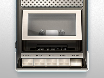 Cassette Player button cassette chrome illustration metal music play player reflection retro stop ui