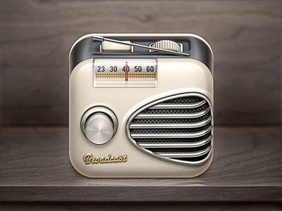 Broadcast iOS Icon chrome glass icon illustration ios ipad iphone metal music radio retro speaker vintage