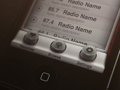 Radio App - Browser app button interface iphone music radio ui
