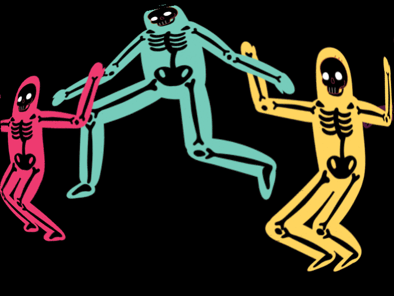 Dancing Skeletons after effects animation art character characterdesign dance design flat gif gmotion halloween logo animation mograph motion motion graphics school of motion skeleton spooky