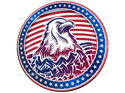 American Bald Eagle Usa Natioal Symbol Fourth July Emblem Head