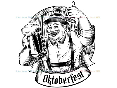Oktoberfest Beer Holiday Man Germany Glass Foam Thumb Ink