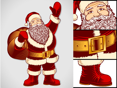 Santa Claus Cartoon Character cartoon character christmas design graphic hand drawing new year pop art print retro santa claus vector