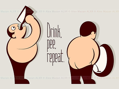 Drink Beer Pee Repeat Retro Hand Drawing