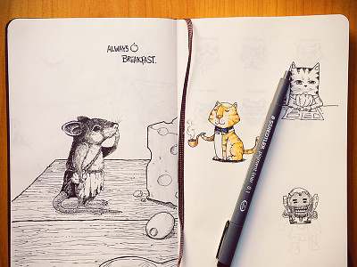 Sketchbook characters drawing illustration ink mascots sketchbook