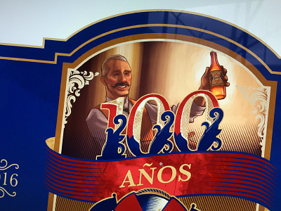100 years Label beer bottle character graphic design label vectors