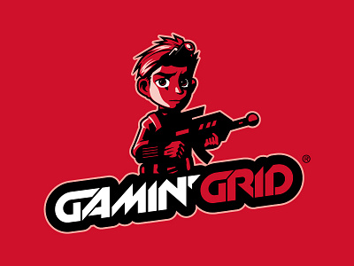 Gamin Grid Badge mascot. branding design games graphic design logo mascot shooter game vectors video games web