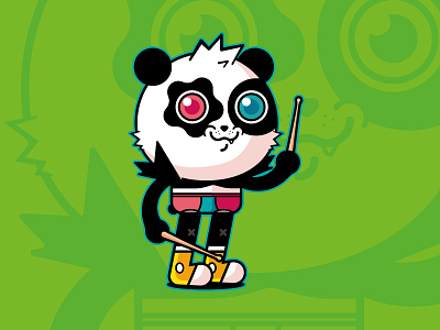 Panda drummer animals bear character design friends graphic design icon illustrator mascot panda vector
