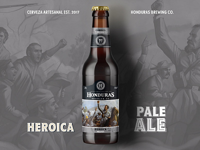 HBCo. Pale Ale "Heroica" beer branding brewers brewing crafted beer graphic design hbco honduras illustration logotype national anthem pale ale