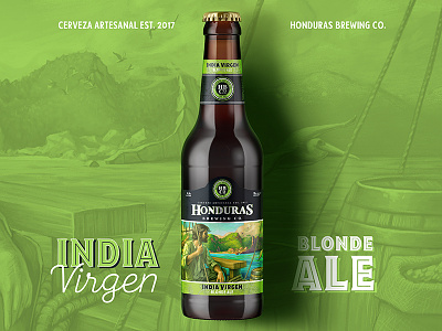 HBCo. Blonde Ale "India Virge" beer blonde ale branding brewers brewing crafted beer graphic design hbco honduras illustration logotype national anthem