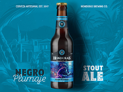 HBCo. Stout Ale "Negro Plumaje" beer branding brewers brewing crafted beer graphic design hbco honduras illustration logotype national anthem stout ale