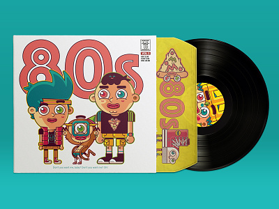 80's freaks illustration character design colorful eighties illustration mascots monkey pizza retro vinyl weird wonder