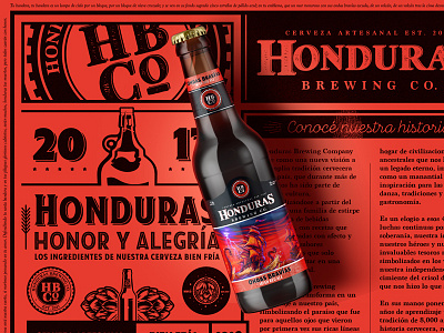 HBCo. "Ondas Bravías" Irish Red Ale beer branding brewers brewing crafted beer graphic design hbco honduras illustration logotype national anthem stout ale