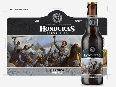 HBCo Beer label, Heroica beer bottlecap brandmarks brewery brewing craft beer glass graphics honduras honduras brewing hops vectors