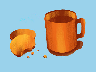 Tea & biscuits adobe fresco blue brush illustration orange texture