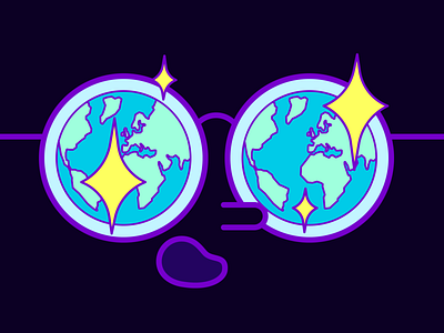 oh wow earth glasses illustration purple stars wow