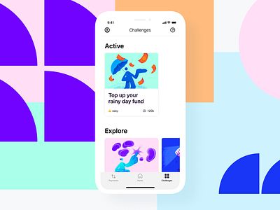 Money saving challenges app bank banking challenges mobile app ui illustration uidesign