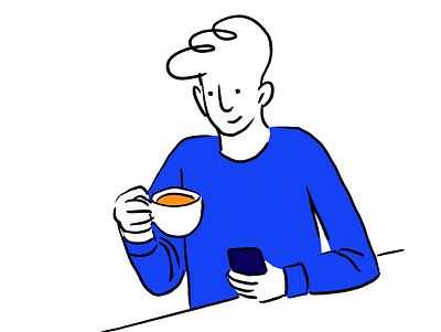 Break block colour coffee cup design illustration lines man minimal phone procreate procreateapp