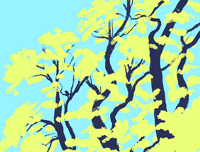Trees bird digital painting illustration texture trees