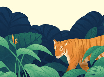 Jungle green illustration illustrator jungle orange plants rainforest texture tiger