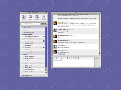 Slack (Mac OS 9) 90s apple macinstosh macos9 slack ui ui design uidesign ux ux design uxdesign vintage