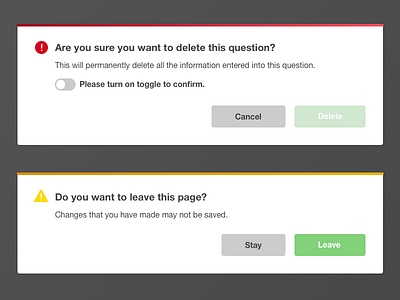 Simple alerts alerts confirm delete gradient icon leave toggle