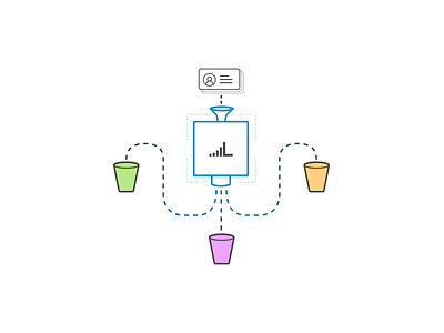 Lead segmenting maching app bucket contacts flat illustration ui ux web