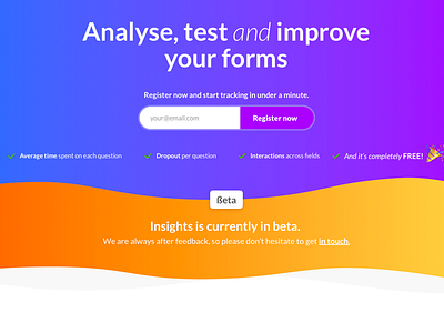 Insights Beta branding flat form gradient ui web