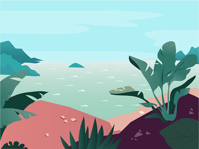 a Refreshing sight adobe adobe illustrator art beach beautiful custom illustrations design flat design gradient illustration nature ui ux vector view